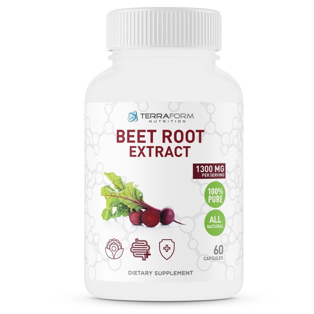Red Beetroot Extract 1300 מ"ג עבור שירות - אבקת Beetroot תוספת - 60 קפסולות - חודש אחד - טבעוני ידידותי - מיוצר בארה"ב