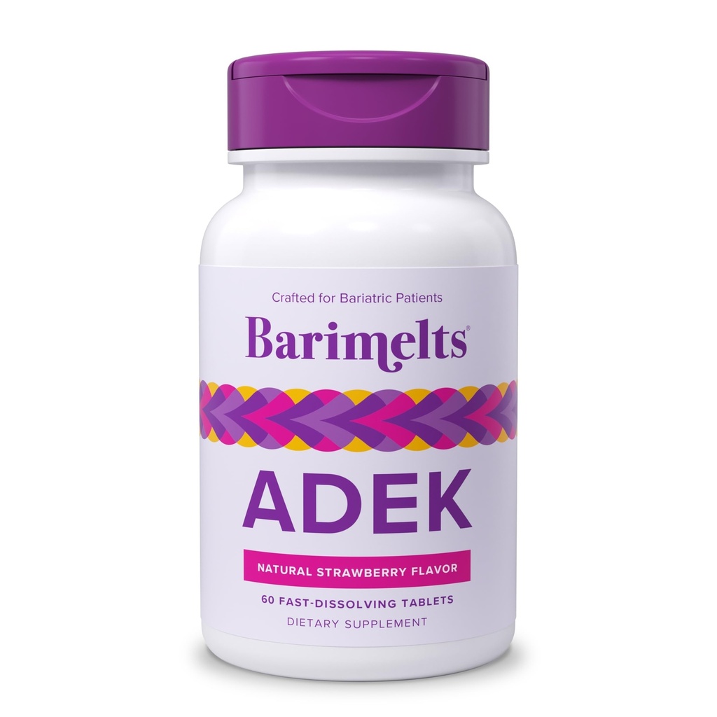 Barimelts ADEK - 60 טבליות Fast-Dissolution (2-Month Supply) - ויטמינים ללא סוכר לילדים כולל ויטמין A, ויטמין D, ויטמין E & K, Natural Strawberry Flavor