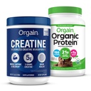 Orgain Creatine Monohydrate אבקה (17.64 Oz, 100 משרתים) ואבקת חלבון שוקולד טבעוני אורגני (.03 lb) Bundle - חלבון מבוסס צמחי ותמיכה שרירים