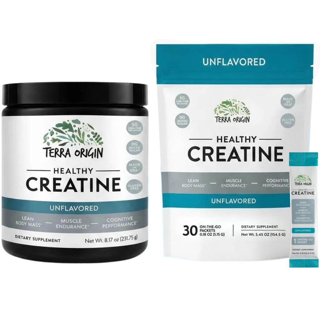 TERRA ORIGIN Creatine Monohydrate Bundle | 75 משרתות Stick Pack וג'ארד Combo | תוספי אבקה Micronized
