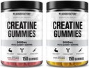 Jacked Factory Creatine Monohydrate Gummies 5g Daily Dose (1g per Gummy) - קריטין חניכיים לגברים ונשים, טבעונית-ידידותית, נסיעות-חלק שלישי נבדק - 150 מסטיקנים, Watermelon & לימון