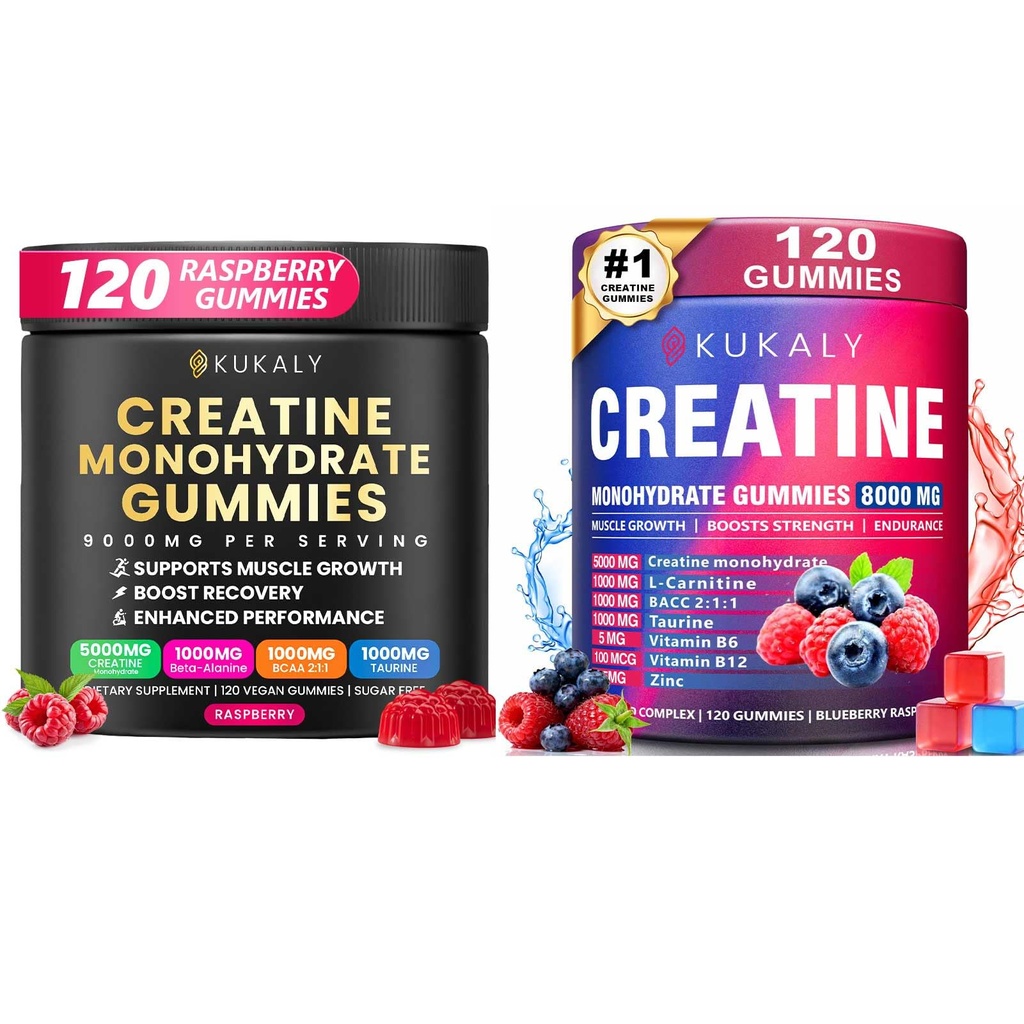 Creatine Monohydrate חניכיים עבור גברים ונשים, 9000MG Creatinemies סוכר חינם - BCAA 2:1, B12 B6 עבור כוח Boost, Focus & Endurance, טבעוני, non-GMO