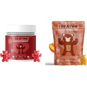 Creatine Monohydrate Gummies Bundle - Strawberry & Peach | 5000 מ"ג פרי | סוכר חינם, Gluten-Free & Halal | 180 חניכיים שלמות (2 x 90 Count) עבור גברים ונשים