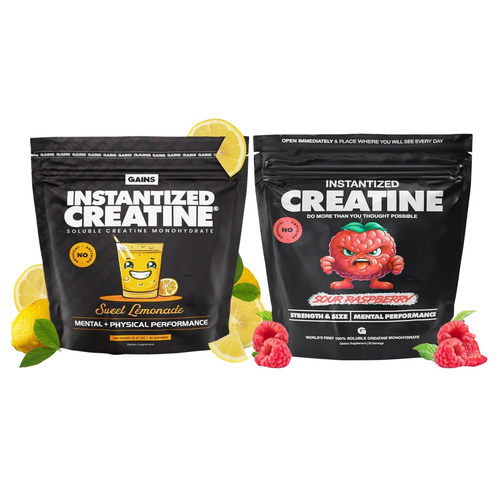 קבלות בבולkized Karatine Monohydrate לנשים וגברים, אבקת Soluble Pre Workout, תומך בניין שרירים, כוח וביצועים, לימונדה מתוקה וסוורו פטל, 60 משרתים