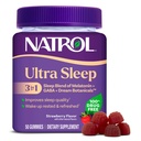 Natrol Ultra Sleep 3in-1 100% אלכוהול ללא סמים עם מלטונין, GABA & הבוטנים, תוספי תזונה, Non-Habit Forming, 50 חניכיים