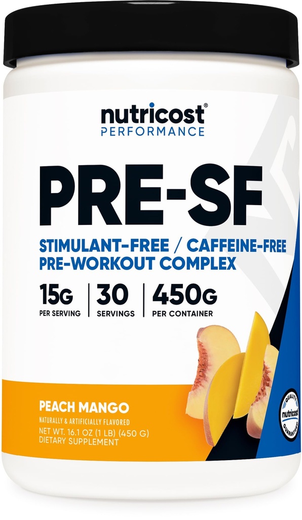מזון זול Stim-Free Pre-Workout, 30 משרתים (Peach מנגו) - Caffeine חינם, Stimulant חינם, non-GMO, Gluten Free