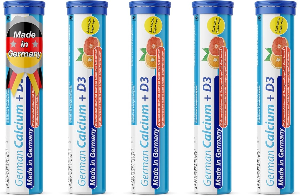 גרמניה Calcium + VIT D - 100 Vegetarian drink Efferscent Tabletscent - Orange-Grapeפרי Flavor - Made in Germany