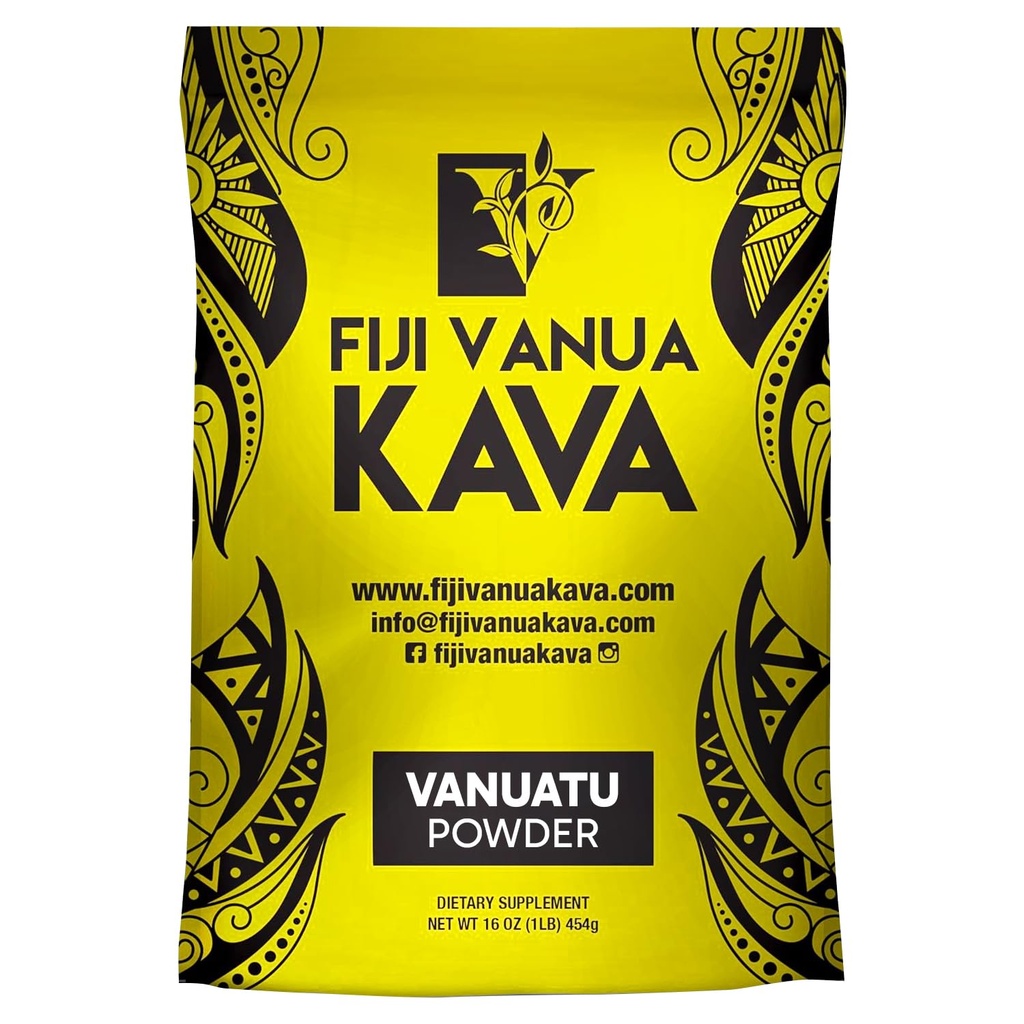 Fiji vanua Kava vanuatu אבקת Kava Root אבקת Made מ Pure Noble Kava עם שורשים מאוחרים Sun-Dried, Premium with Kavalactones, Easy to להכין Medium Grind Kava, 16 oz, 1 פאונד