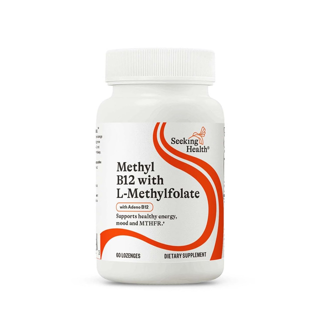 מחפש בריאות Methyl B12 עם L-Methylfolate - תוספת תמיכה MTHFR - תוסף תמיכה Methylation - Lozenges לתמיכה בבריאות המוח ואנרגיה - 60 Lozenges