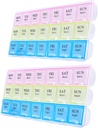 מארגנת גלולות שבועיות גדולות 3 פעמים ביום, Moisture-Proof 7 Day Pill Box, Travel Pill Cases Portable for Pills ויטמין Fish שמן תוספי מזון, Medicine Cases