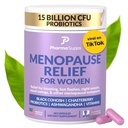 תוספי מזון טבעיים עבור נשים - Perimenopause תוספי עבור Hormonal Balance, Bloating & Mood Swings | Hot Flashes Menopause הקלה W/Probiotics & Prebiotics, Black Cohosh & Chasteberryberrys