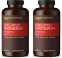אלמנטים - Chelated Magnesium, 240 טבליות, 270 מ"ג לשרת, כמו Magnesium Glycinate Chelate, טבעוני (חבילה של 2)