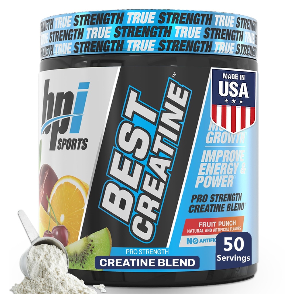 BPI Sports Best Creatine - אבקת Monohydrate עבור גברים ונשים, מלח ההימלאיה - כוח, משאבה, אנדורנס, צמיחה שרירים, הגדרות שרירים - No Bloat - פירות - 50 מנות - 10.58 oz