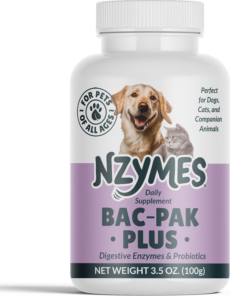 Nzymes® Bac-Pak Plus 100 Grams Digestive Enzymes ו Probiotics for Digestion, Grostipation, Enhanced Foodsent Uptake - Made in the USA