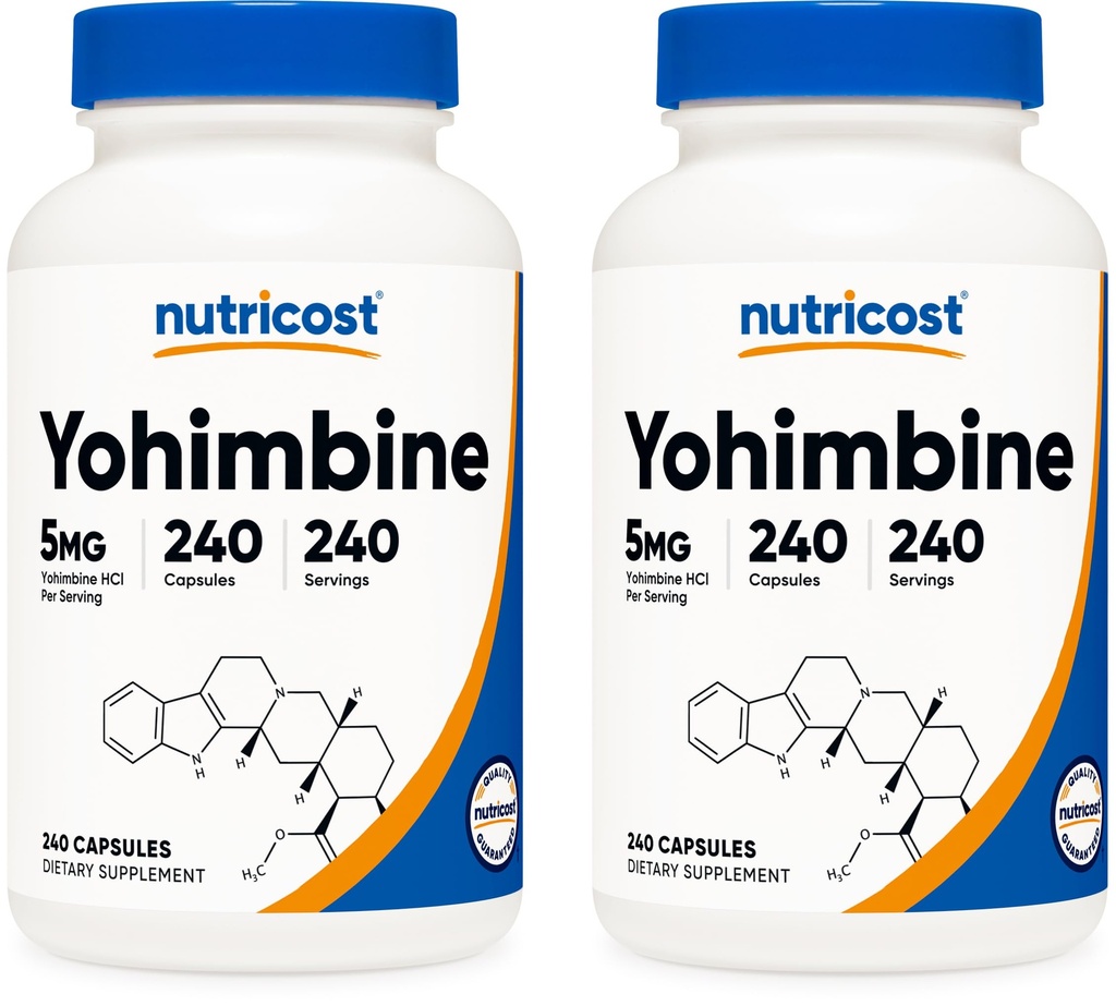 יוגורט Yohimbine HCl 5 מ"ג, 240 קפסולות (2 בקבוקים) - כוח נוסף - Gluten Free & non-GMO