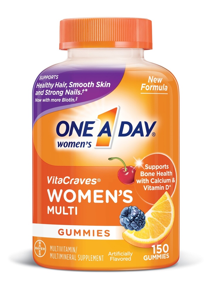 One A Day Women's Multivitamin, תוסף עם ויטמינים A, C, E, B1, B2, B6, B12, Biotin, Calcium ווויטמין D, 150 ספירה