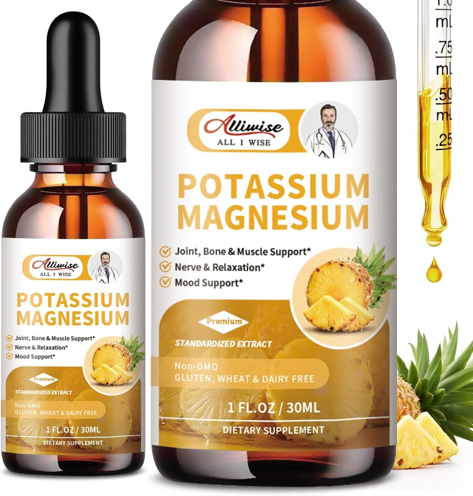 2 Pack Potassium Magnesium נוזל - High Absorption Calm Magnesium Complex 500mg & Potassium 99 מ"ג פלוס Calcium, ויטמין D3, Zinc for Leg Cramps & Bone & Energy & Immune Support - 2 Fl oz oz oz oz oz oz oz oz oz oz oz