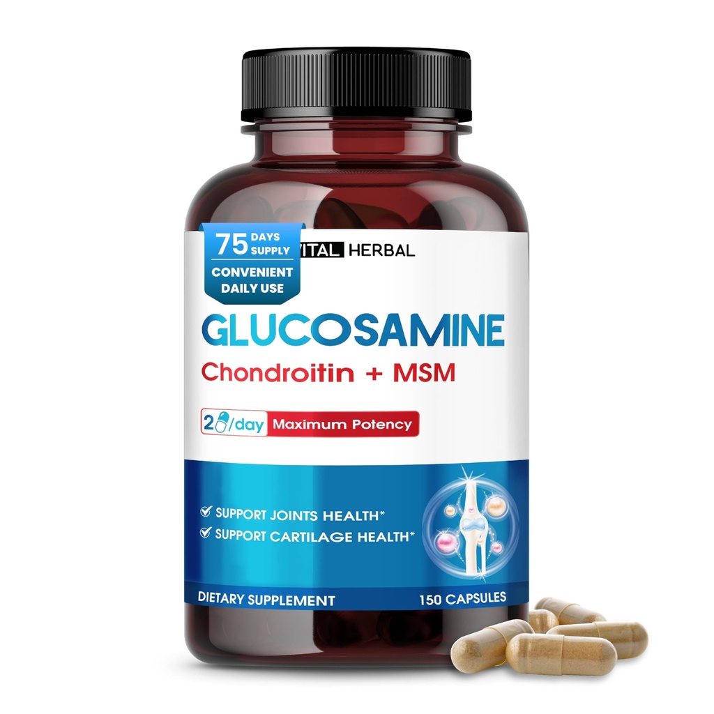 VITAL HERBAL Liposomal Glucosamine עם Chondroitin, MSM- מקסימום בטיחות תמיכה משותפת, Cartilage-מיוצר בארה"ב