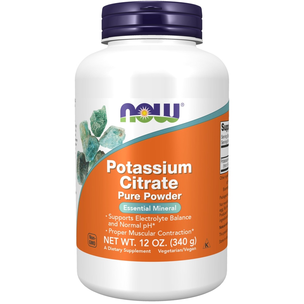 עכשיו תוספי מזון, אבקת פוטאסום Citrate, תומך אלקטרוליטזון ו pH רגיל *, מינרלים חיוניים, 12-Ouncecece