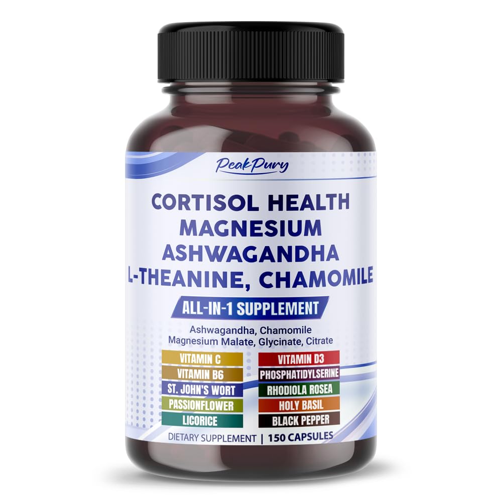 CORTISOL Health Ashwagandha Magnesium Chamomile L-theanine - Made in USA