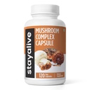 STAY ALIVE Mushroom 1000 מ"ג, 6-in-1 Mushroom תוסף w / Lions Mane, Reishi, Chaga, Cordyceps, Maitake וטורקיה Tail לחלץ אבקה, 120 גלולות טבעוניות, non-GMO & Gluten Free Herbal כמוסות