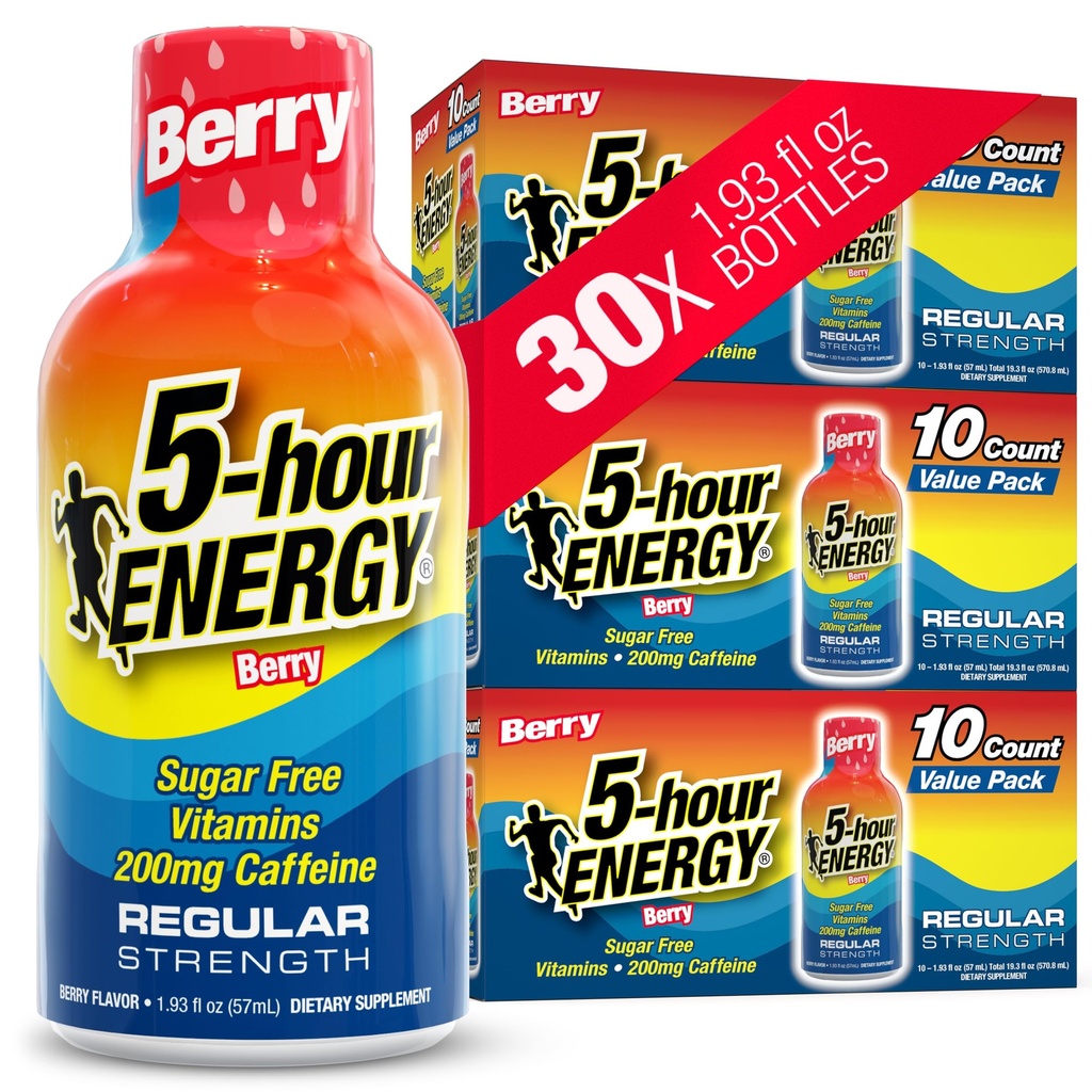 5 שעות ENERGY Shots Active Power, ברי פלאמור, 30 Count, 1.93 Fl Oz, Sugar Free, Zero Calories, Amino Acids ו- B Essentials, Dietary, Feel Alert and Energyzed, 200 מ"ג Caffeineine, Zero Calories, Amino Acids ו- B ויטמין B Essentials, Dietary, Feel Alert and Energyzed.