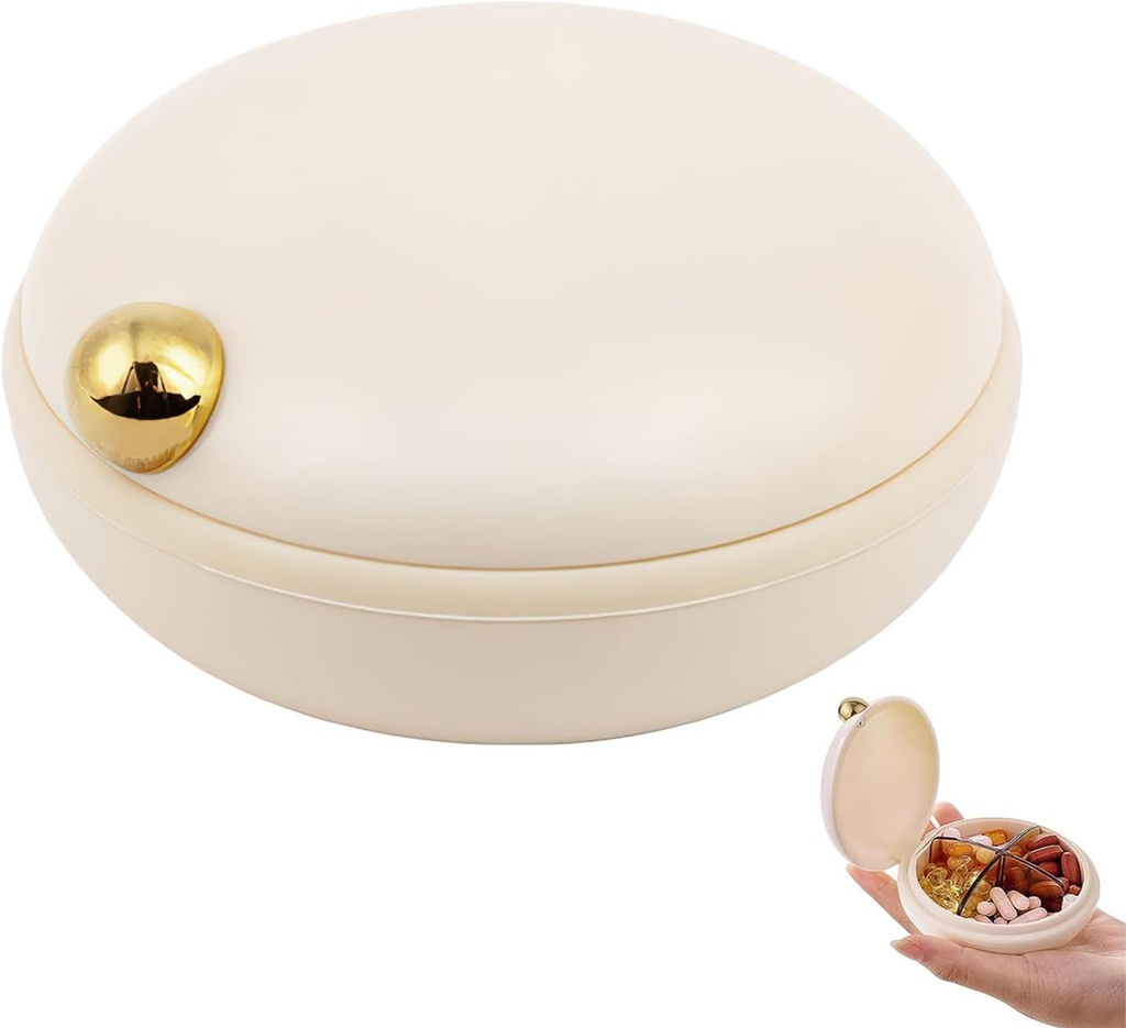 iplusmile Travel Pill Organer, 4 השוואתיות ב- Portable Pill Case, Daily Medicine Container Box for Vietnams Fish Oil Supplements, Business Trip Essentials (Beige)
