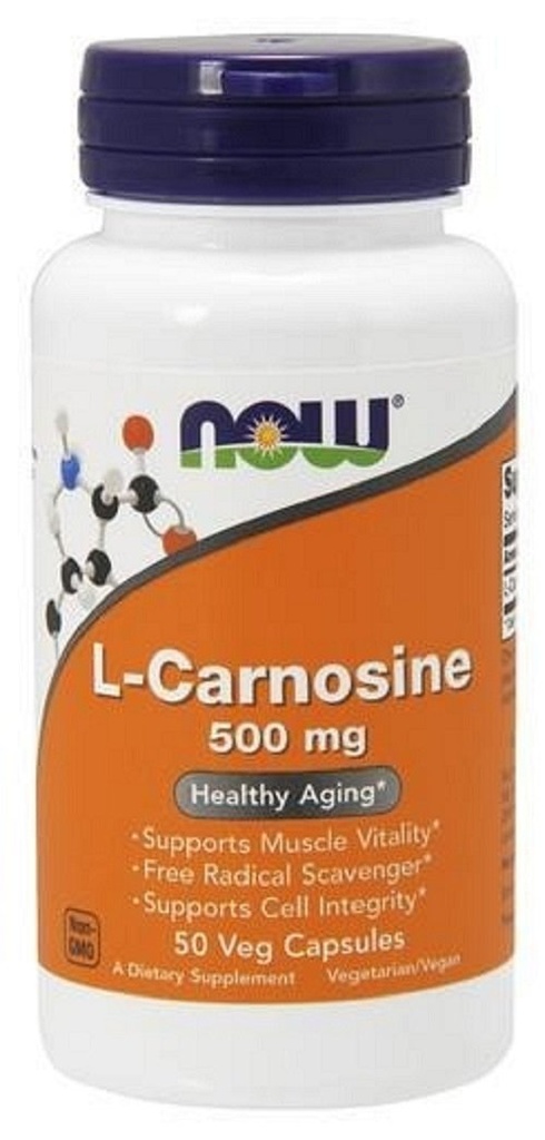 תוספי מזון עכשיו, L-Carnosine (Beta-Alanyl-L-Histidine) 500 מ"ג, הזדקנות בריאה, 50 ואג קפסולות
