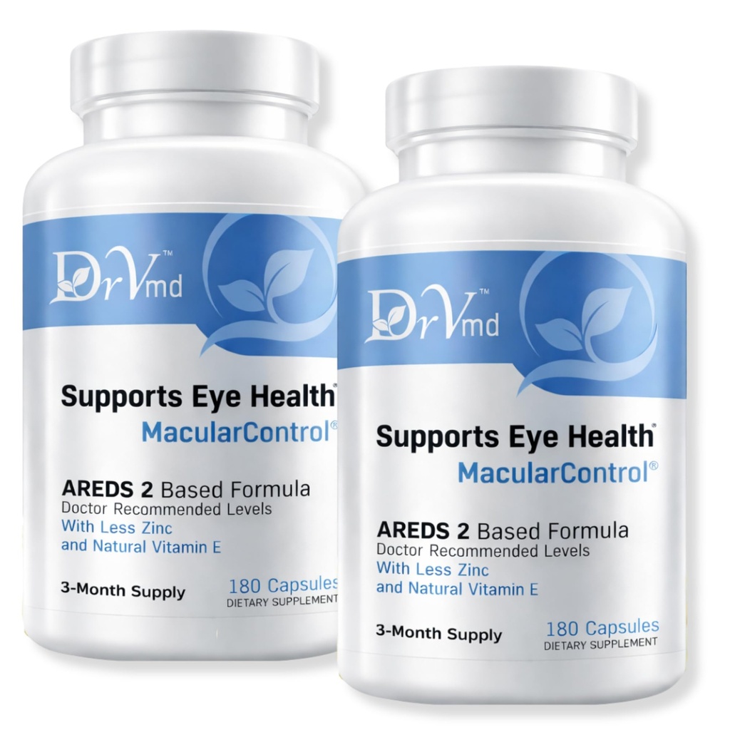 Macular Control הםDS 2 ויטמין עיניים + Lutein 10 מ"ג + Zeaxanthin 2 מ"ג, 25 מ"ג Zinc, ויטמין C & Natural E - Doctor Formulated Eye Support Supplement (360 קפסולות) 6 חודשים אספקה