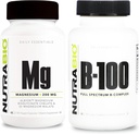 NutraBio B-100 ויטמין Complex וגיב תוסף מגנזיום Bundle - ויטמין תוסף Bundle עשוי לעזור עם מערכת החיסון, בריאות העצם, שיער בריא, עור, וציפורים