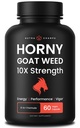 NutraChamps Hory Goat Weed, 1000mg Epimedium אנרגיה תוספת, 10X כוח Icariin, גיינסנג, Tribulus & Maca Pills עבור נשים וגברים, שיפור Absorption עם Black Pepper, 60 קפסולות טבעוניות טבעוניות