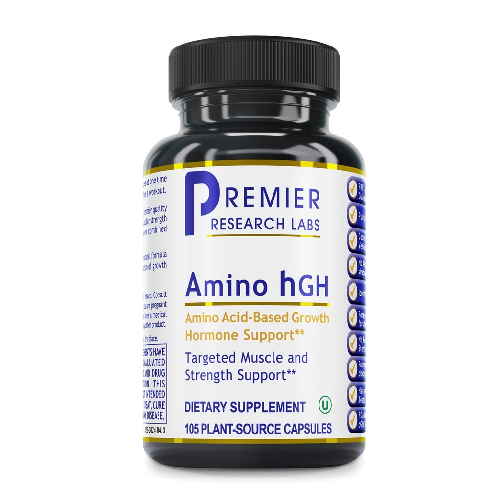 MA מחקר מעבדות Amino HGH - תוספי HGH עבור גברים, תוספי HGH עבור נשים, Amino Acids, L-Arginine, L-Lysine, HGH, מגביר, תמיכה הורמון גדילה אנושי וצמיחה שרירים - 105 קפסולות
