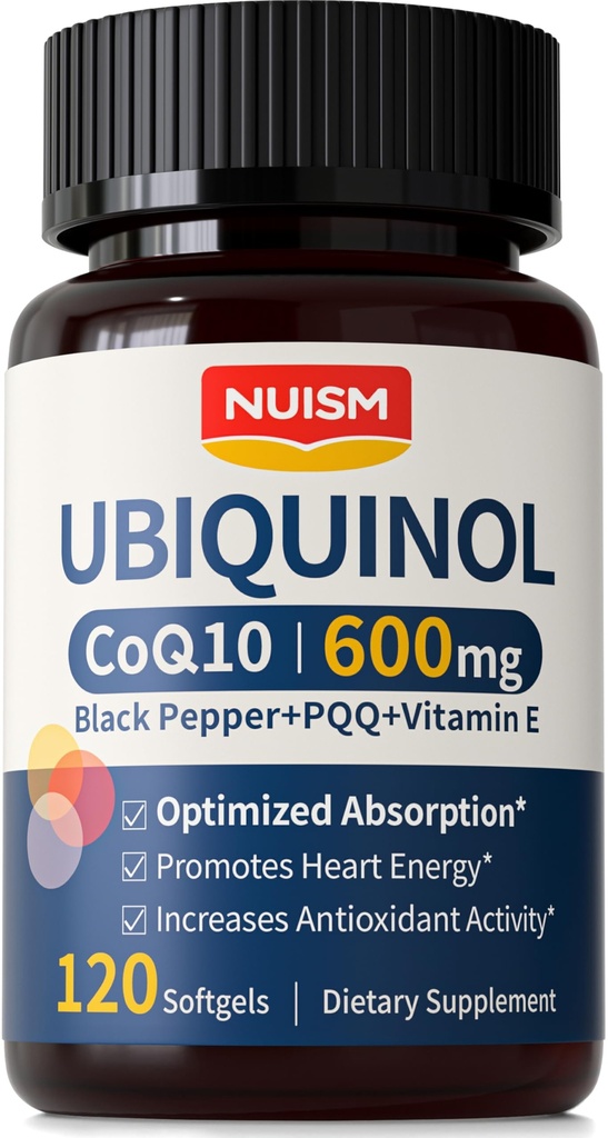 CoQ10 600 מ"ג Softgels,Ubiquinol Q10 תוסף Coenzyme,Coq 10 600 מ"ג ויטמין Absorption המקסימלי, תמיכה אנטי-חמצן לבריאות הלב & אנרגיה