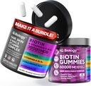 Biotin Hair Growth Bundle - ביוטין ויטמינים & Keratin קפסולות + חניכיים שיער עם Collagen & Astragalus - שיער העור נותן ויטמינים לנשים וגברים | 60 Caps + 60mies + 60