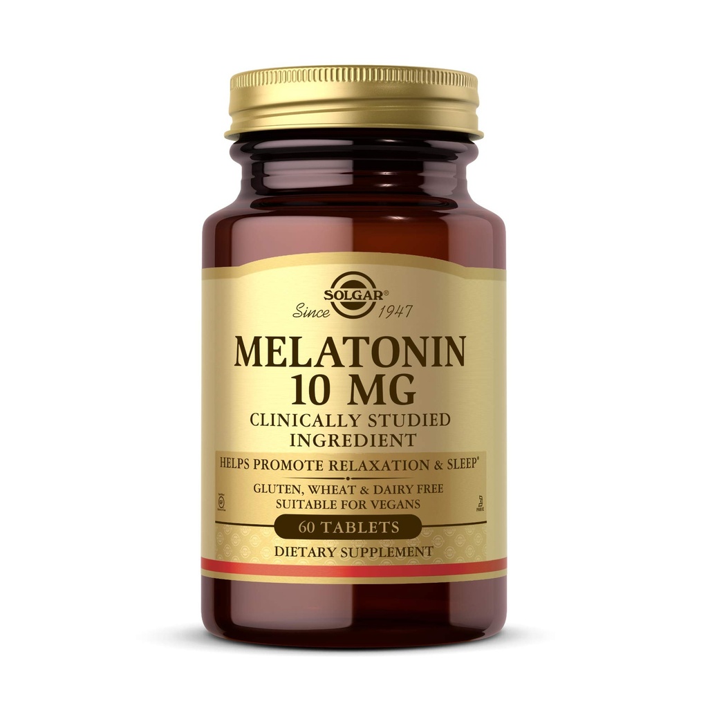 Solgar Melatonin 10 מ"ג טבליות HighDosage עוזר לקדם את הרגיעה שינה קליניקlyStudied מלטונין תומך שינה טבעית מחזור טבעוני Gluten חלב חינם לשרתים, 60 הרוזן ספירה