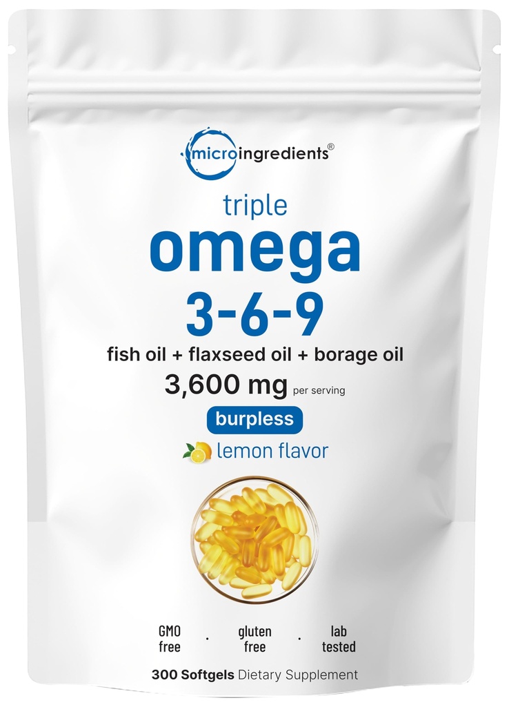 Ultra אומגה 3-6-9 3600 מ"ג פרי, 300 Borpless Softgels