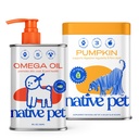Native Pet Omega Oil for Dogs & Pumpkin for Dogs | Dog Fish Oil Supplements | All-Natural, Organic Fiber | 8 Oz. Omega Oil & Pumpkin Powder