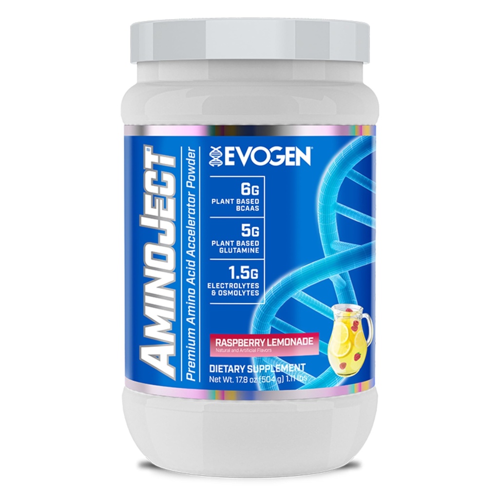 Evogen AminoJect - Premium BCAA אבקת & EAA Recovery פורמולה עם אלקטרוליטים | Amino Acids תוספת לשרירים, הידרציה, & Recovery | Raspberryade | 30 משרתים