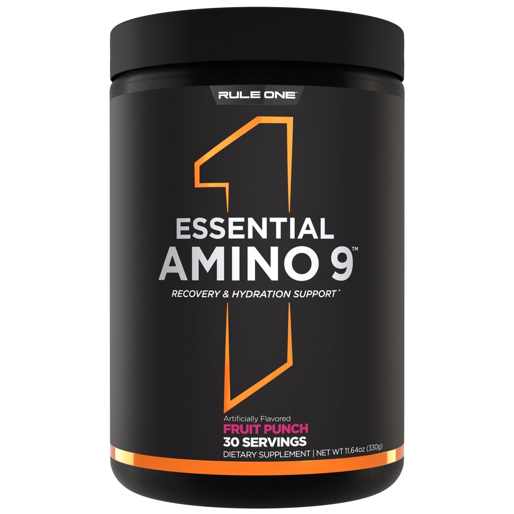 כלל 1 חלבונים חיוניים Amino 9 - תמיכה בשיקום ושיקום עם 7.5g של חומצות אמינו חיוניות + אלקטרוליטים (30 משרתים, פירות פונץ)