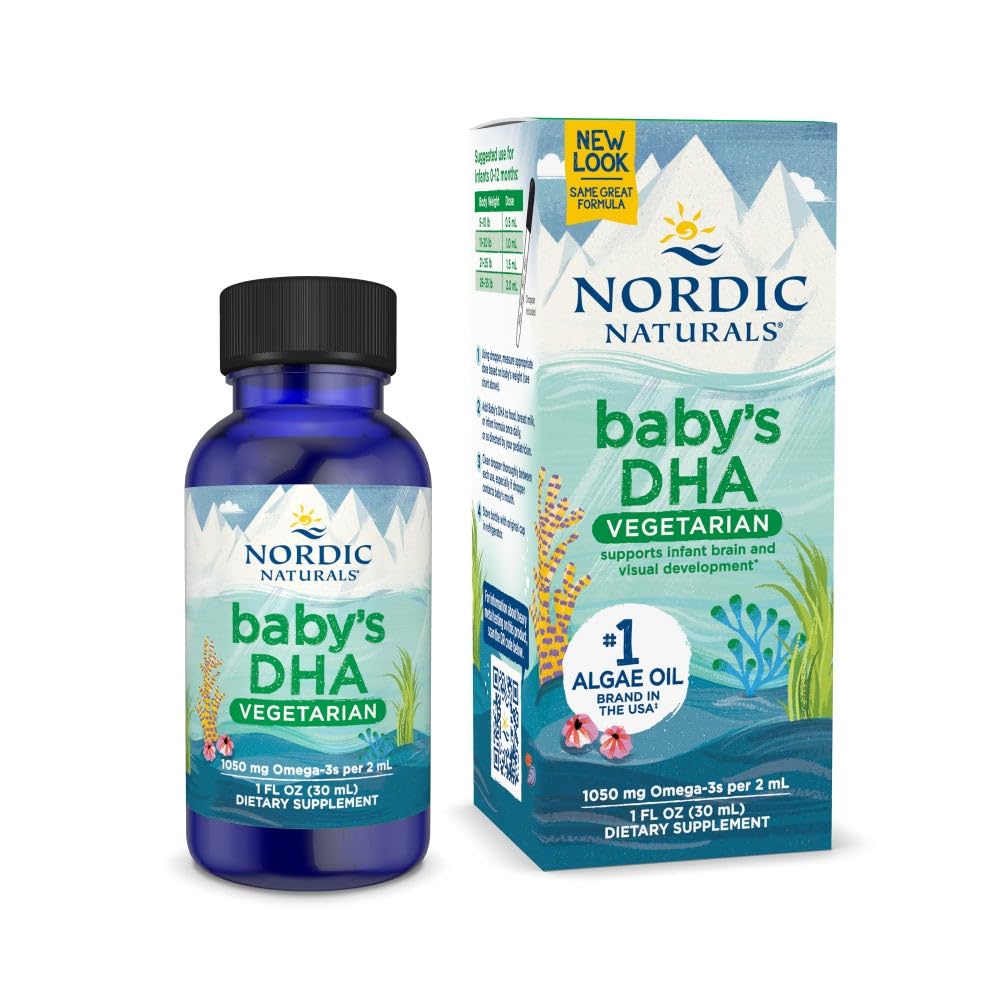 Nordic Naturals Baby's DHA Vegetarian, Unflavored - 1050 של אומגה 3-1 oz - תומך התפתחות המוח והחזון אצל תינוקות - Non-GMO, טבעוני - 15 משרתים