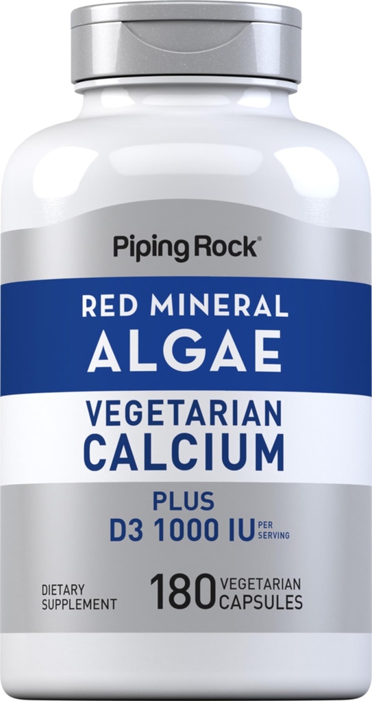 Piping Rock Red מינרלים Algae | Vegetarian Calcium | 180 קפסולות | Plant Based Plus Trace מינרלים