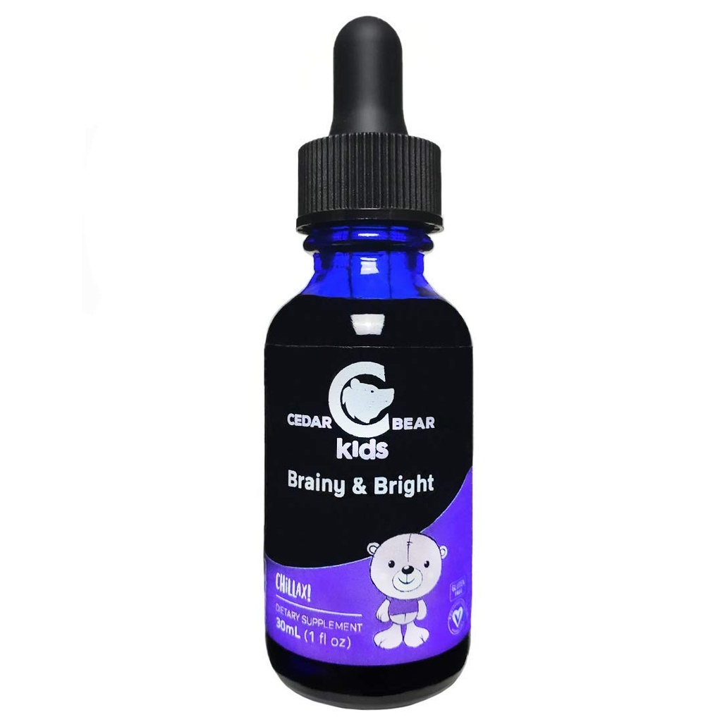 Cedar Bear Brainy & Bright לילדים - תמיכה ב- Calm ו- Mental Focus 1 FL Oz
