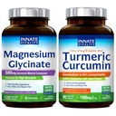 Innate Vitality Magnesium Glycinate & Turmeric Bundle, High Absorption, Joint, השרירים & Nerve בריאות, Black Pepper לחלץ, Bundle & Save, 120 קפסולות ו-90 קפסולות