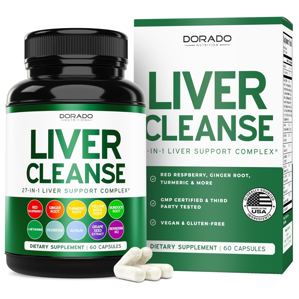Liver Cleanse Detox & Fix (27 ב 1 פורמולה - Milk Thistle, Dandelion Root, Turmeric, Artichoke Extract & More) - תוספת ניקוי Detox, תמיכה Liver למבוגרים, טבעוני - 60 קפסולות