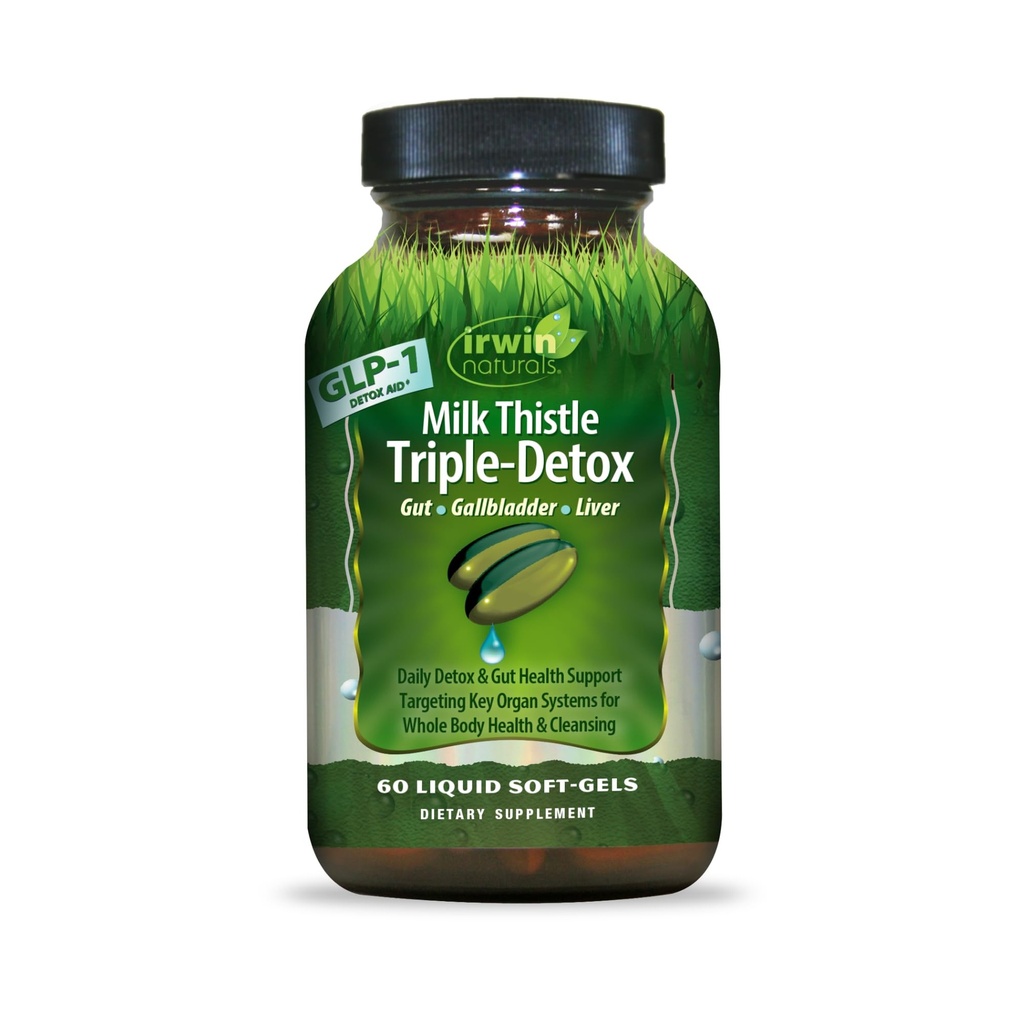 Irwin Naturals Milk Thistle Triple-Detox - Advanced Liver & Detox Support, 60 נוזל Softgels