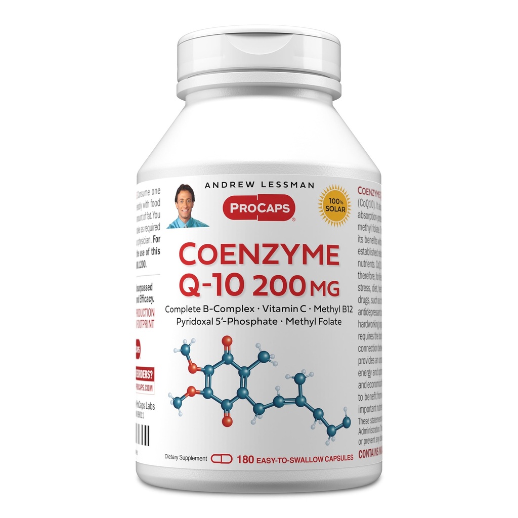 ANDREW LESSMAN Coenzyme Q-10 200 מ"ג 180 קפסולות - Essential for Energy Production and Optimum Key Organ Function, Anti-Oxidant Support, שבסיסו על ידי Aging, Plus B-Complex. Easy to Swallow קפסולות