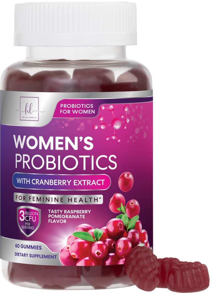 פרוביוטיקה עבור נשים חניכיים עם Cranberry - 6 Premium סטרינס עבור PH Balance - נשים פרוביוטיקה לבריאות העיכול, Vaginal & Immune תמיכה, נשים Probiotic Feminine בריאות חניכיים - 60 מסטיקנים