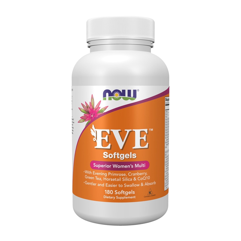 Now Foods Supplements, EveTM Women's Multivitamin with Evening Primrose, Cranberry, תה ירוק, סוס Silica & CoQ10, 180 Softgels