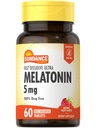 Sundance Melatonin 5mg Fast Dissolve Tablets | 60 Count | Natural Bre Flavor | Vegetarian, non-GMO ו- Gluten Free Supplement