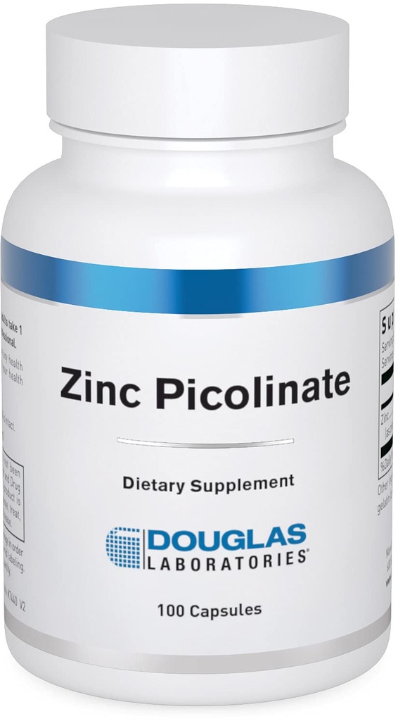 דאגלס מעבדות Zinc Picolinate - 50 מ"ג Zinc - For Immune System, Antioxidants & Skin - Trace מינרלים תוסף - 100 קפסולות